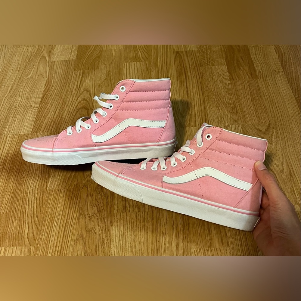 Light Pink Vans Sk8 Hi Shoes, Size 10